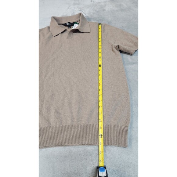 The Commons Men's Tan Small 100% Cashmere Collar Sweater Polo Shirt NWT - Picture 7 of 9